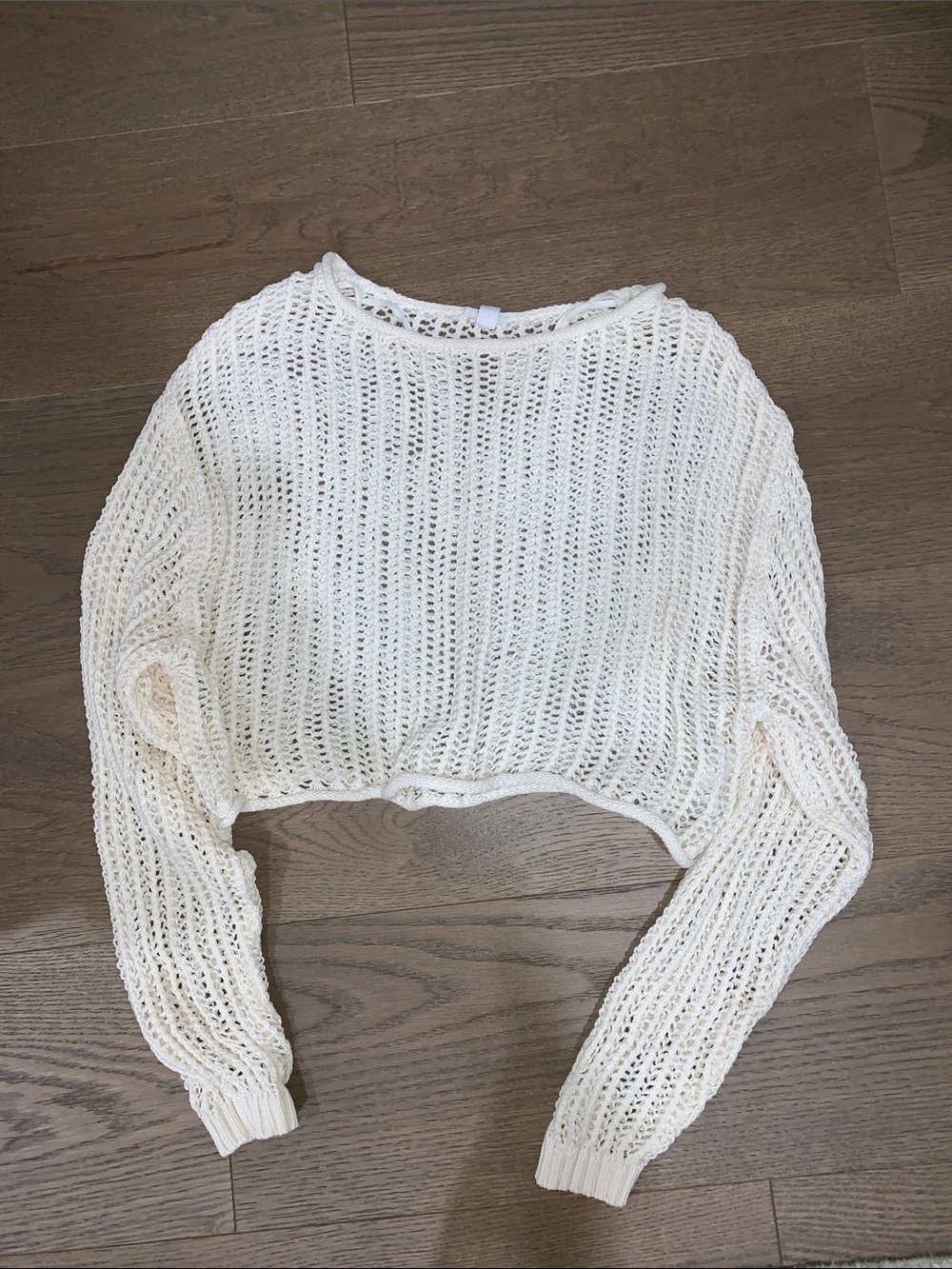 Women's Open-Knit Crop Sweater - Cream